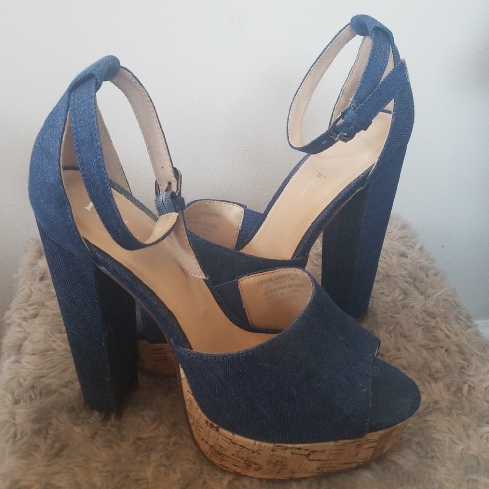 N by Nicole Miller Denim platform sandal
